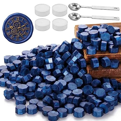 Yoption Sealing Wax Beads Kit 300 pcs Bright Blue | Vintage Octagon Wax Seal Supplies thumbnail 1