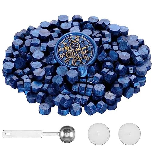Yoption Sealing Wax Beads Kit 300 pcs Bright Blue | Vintage Octagon Wax Seal Supplies thumbnail 4