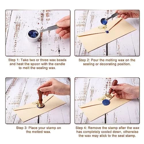 Yoption Sealing Wax Beads Kit 300 pcs Bright Blue | Vintage Octagon Wax Seal Supplies thumbnail 7