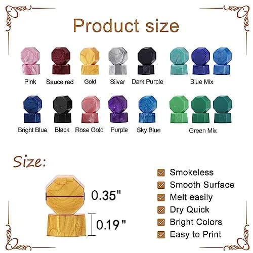 Yoption Sealing Wax Beads Kit 300 pcs Bright Blue | Vintage Octagon Wax Seal Supplies thumbnail 2