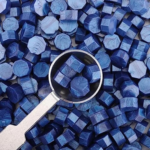 Yoption Sealing Wax Beads Kit 300 pcs Bright Blue | Vintage Octagon Wax Seal Supplies thumbnail 3