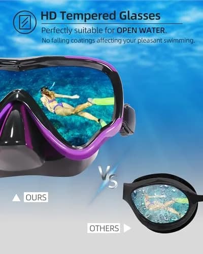 EverSport Adult Swimming Goggles with Nose Cover | Anti-Fog Wide View Mask for Water Sports thumbnail 4