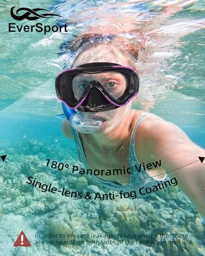 EverSport Adult Swimming Goggles with Nose Cover | Anti-Fog Wide View Mask for Water Sports thumbnail 2