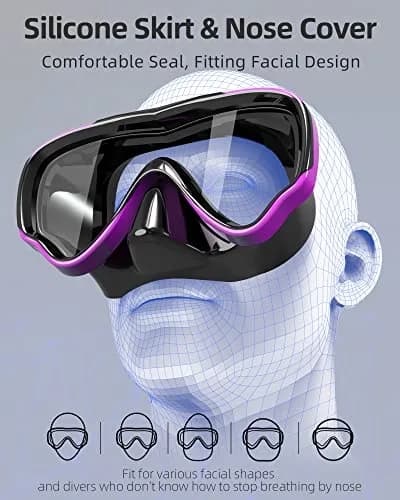 EverSport Adult Swimming Goggles with Nose Cover | Anti-Fog Wide View Mask for Water Sports thumbnail 3