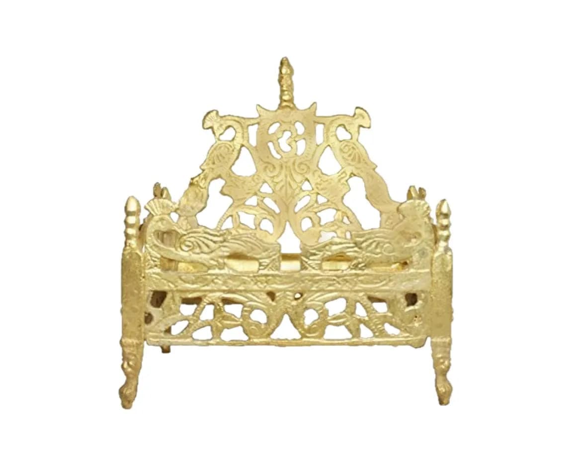 BHAKTI SHRINGAR Gold Plated Brass Singhasan for Laddu Gopal Idol | 12.5 cm (4.9 in) — Gold