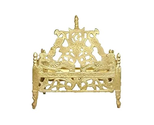 BHAKTI SHRINGAR Gold Plated Brass Singhasan for Laddu Gopal Idol | 12.5 cm (4.9 in) thumbnail 1