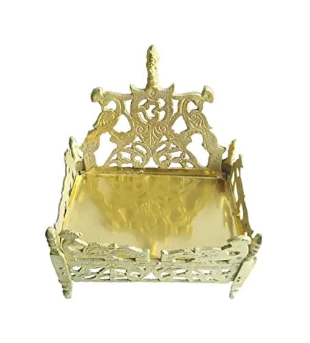 BHAKTI SHRINGAR Gold Plated Brass Singhasan for Laddu Gopal Idol | 12.5 cm (4.9 in) thumbnail 2
