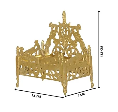 BHAKTI SHRINGAR Gold Plated Brass Singhasan for Laddu Gopal Idol | 12.5 cm (4.9 in) thumbnail 3