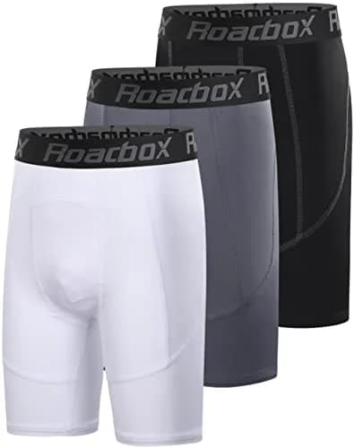 Roadbox Boys Compression Shorts 3 Pack Athletic Quick Dry Kids Underwear | 8-inch inseam, Moisture-Wicking thumbnail 1