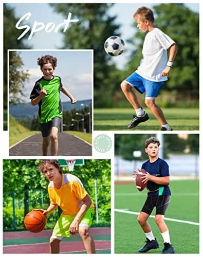 Roadbox Boys Compression Shorts 3 Pack Athletic Quick Dry Kids Underwear | 8-inch inseam, Moisture-Wicking thumbnail 7