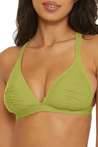 BCA by Rebecca Virtue Liana Women's Shirred Bikini Top, Kiwi, Small | Crossback Halter, Adjustable Straps, Flattering Shirred Cups thumbnail 1