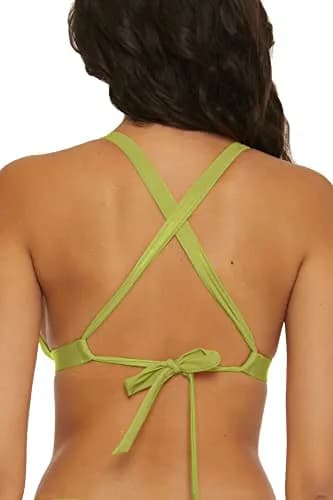 BCA by Rebecca Virtue Liana Women's Shirred Bikini Top, Kiwi, Small | Crossback Halter, Adjustable Straps, Flattering Shirred Cups thumbnail 3