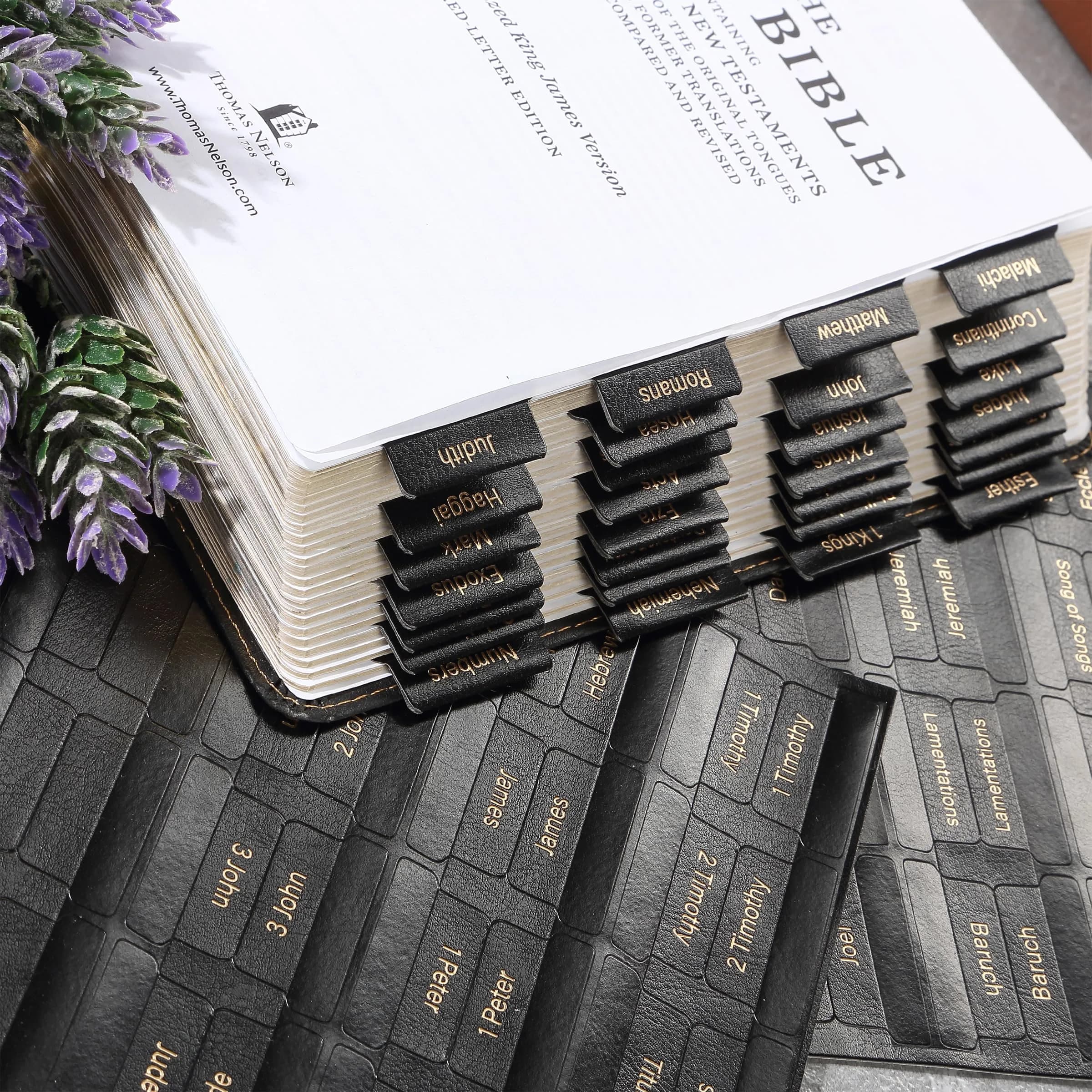 Mr. Pen Velvet Ember Bible Tabs - Black Leather Edition | Elegant, Tearproof Labels for Your Study - view 3
