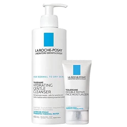 La Roche-Posay Toleriane Hydrating Gentle Cleanser & Double Repair Face Moisturizer Set (400ml + 40ml) | Gentle Cleansing & 48hr Hydration - main product image