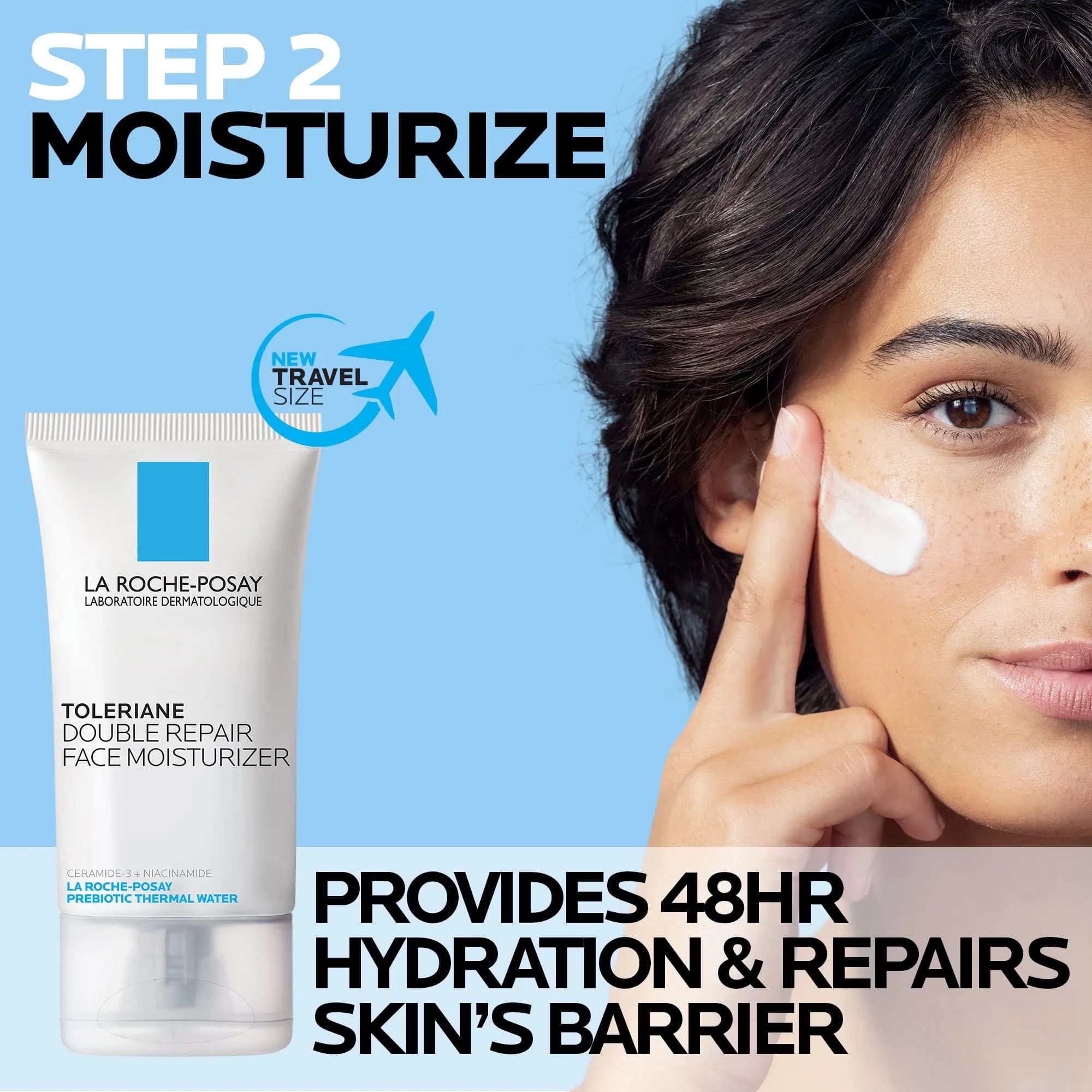 La Roche-Posay Toleriane Hydrating Gentle Cleanser & Double Repair Face Moisturizer Set (400ml + 40ml) | Gentle Cleansing & 48hr Hydration - view 3