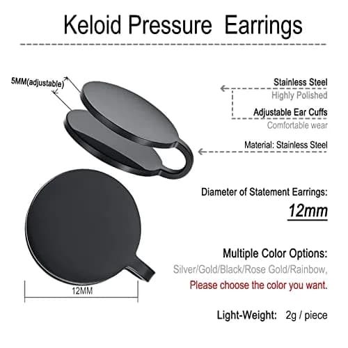 FLYUN Keloid Pressure Earrings 12MM Stainless Steel Non-Pierced Ear Cuff | Lightweight, Hypoallergenic, Daily Wear thumbnail 6
