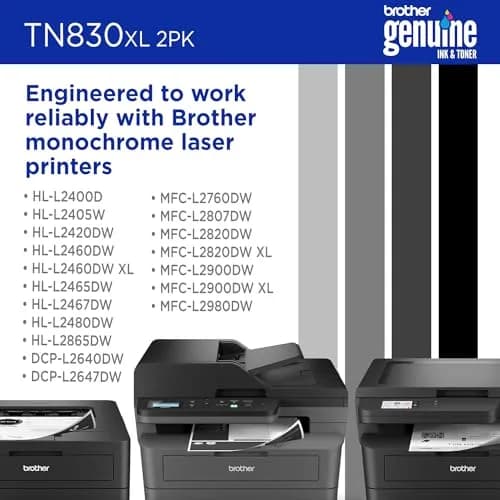 Brother Genuine TN830XL 2PK Black High Yield Toner Cartridge 2-Pack | Prints up to 6,000 Pages Total thumbnail 5