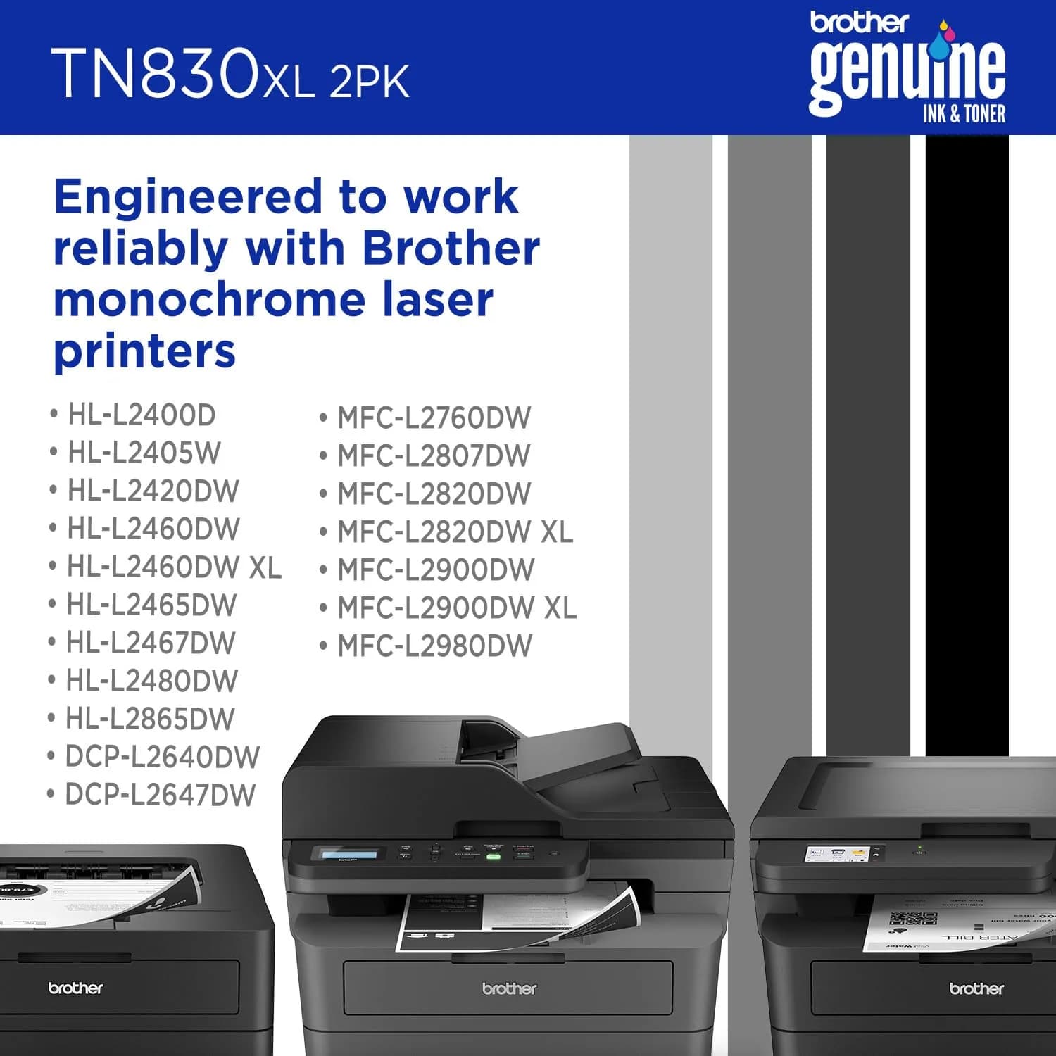 Brother Genuine TN830XL 2PK Black High Yield Toner Cartridge 2-Pack | Prints up to 6,000 Pages Total - view 5