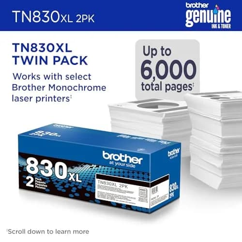 Brother Genuine TN830XL 2PK Black High Yield Toner Cartridge 2-Pack | Prints up to 6,000 Pages Total thumbnail 2