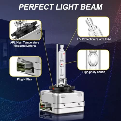 Erato D3S Xenon Headlight Bulbs 6000K Diamond White 35W (2-Pack) | High Low Beam for Jeep Compass/Grand Cherokee thumbnail 5