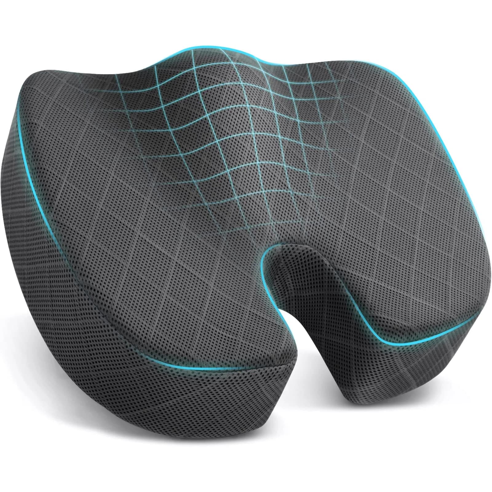 TushGuard Memory Foam Seat Cushion X-Large Grey | Ergonomic U-Shape for Sciatica & Hip Pain Relief - main product image
