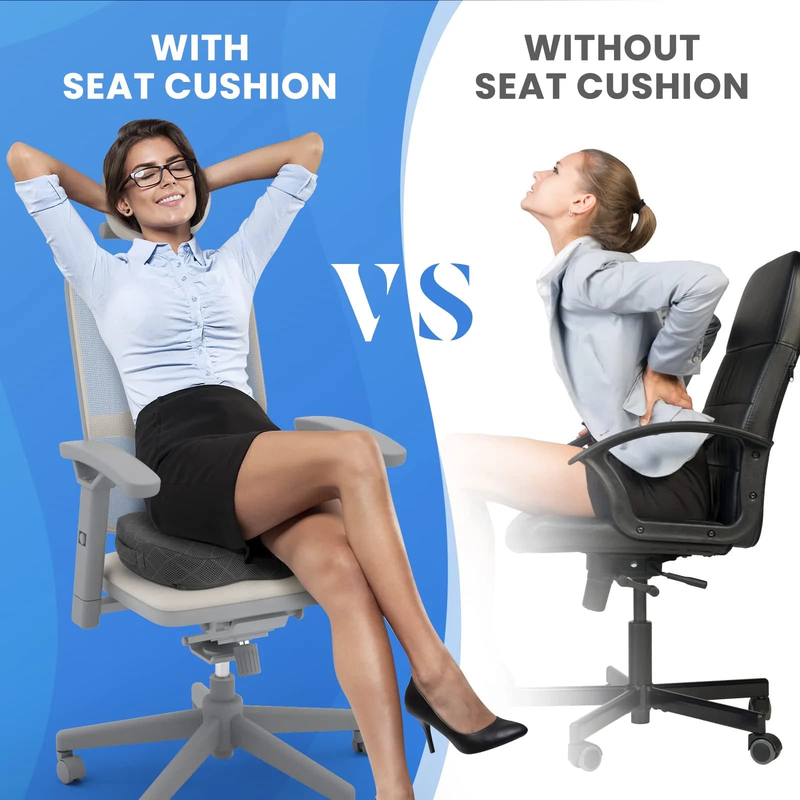 TushGuard Grey X-Large Ergonomic Memory Foam Seat Cushion for Office Chairs - view 7