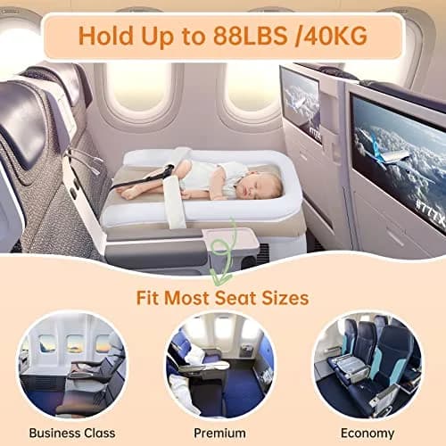 PAHTTO Inflatable Airplane Bed for Kids | Portable Toddler Travel Mattress with Hand Pump thumbnail 5