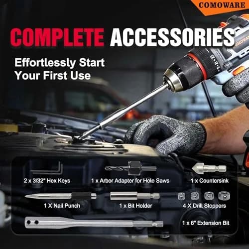 COMOWARE 246 Pcs Drill Bit Set with Case | Wood, Metal, Masonry, Cement & Screwdriver Bits thumbnail 6