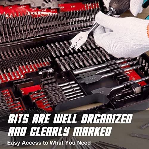 COMOWARE 246 Pcs Drill Bit Set with Case | Wood, Metal, Masonry, Cement & Screwdriver Bits thumbnail 8