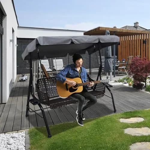 Hagsfire Grey Swing Canopy Replacement Large 195cm (76.7" L) | Waterproof UV-Resistant Outdoor Patio Cover thumbnail 6