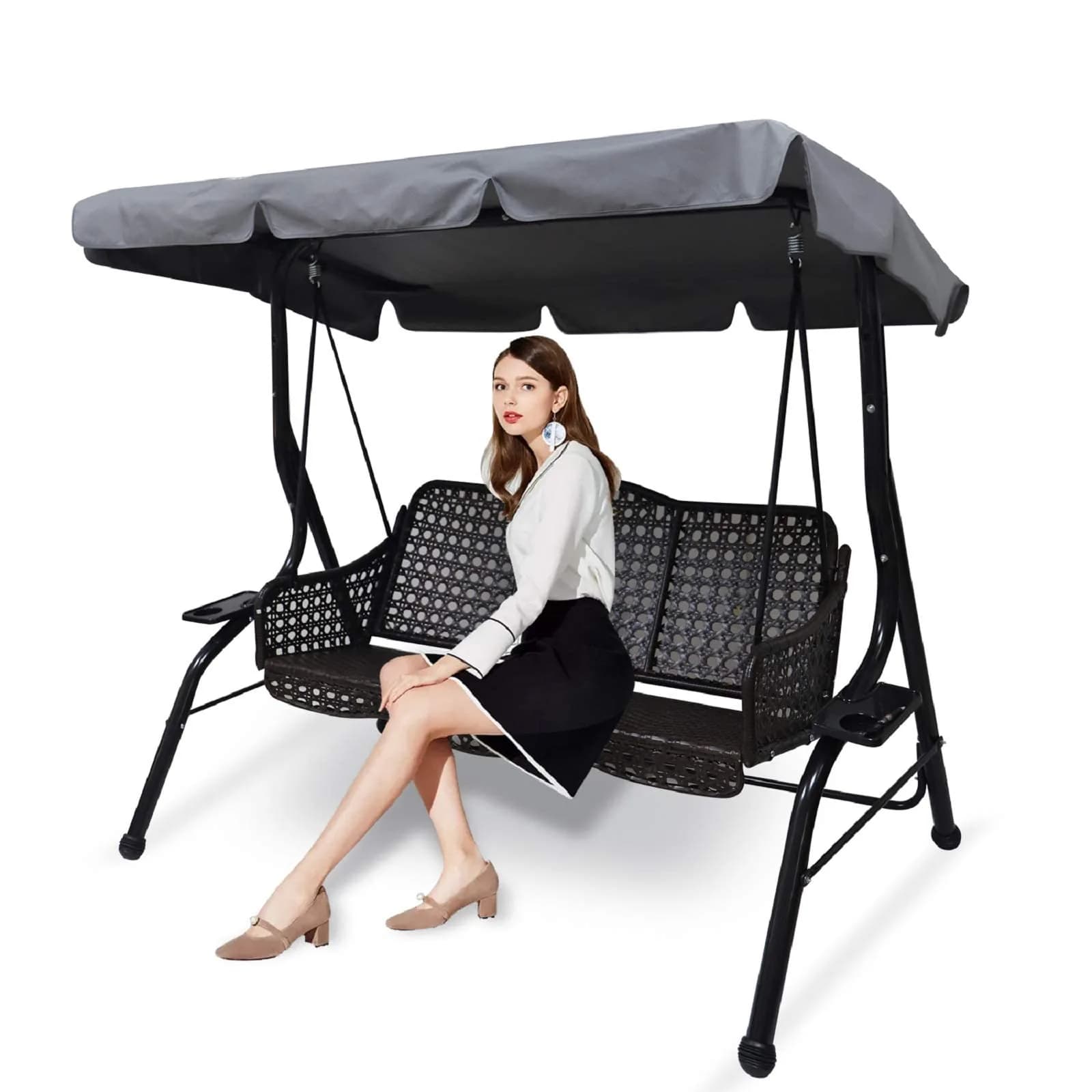 Hagsfire Grey Swing Canopy Replacement Large 195cm (76.7" L) | Waterproof UV-Resistant Outdoor Patio Cover - main product image