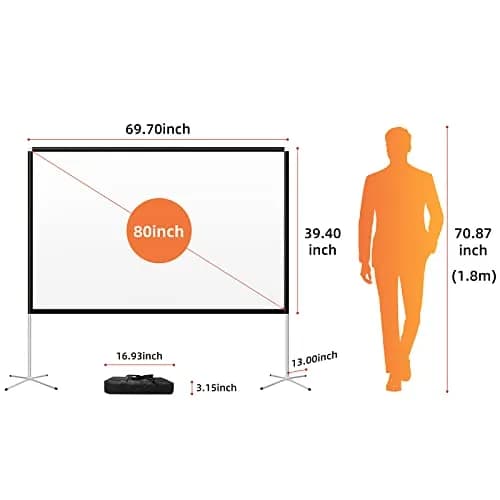 AODIOU Portable Projector Screen with Stand 80 Inch 16:9 | Outdoor Camping Movie Screen thumbnail 5