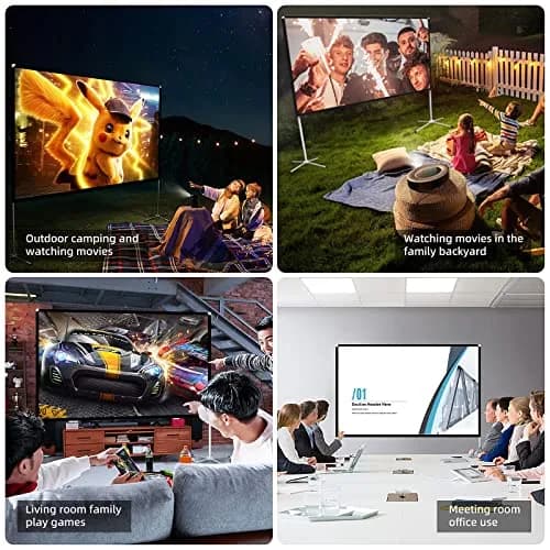AODIOU Portable Projector Screen with Stand 80 Inch 16:9 | Outdoor Camping Movie Screen thumbnail 2
