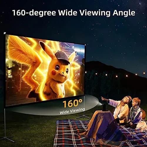 AODIOU Portable Projector Screen with Stand 80 Inch 16:9 | Outdoor Camping Movie Screen thumbnail 4