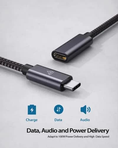 Faracent 1ft Grey USB C Extension Cable - 20Gbps, 240W Fast Charging, 4K@60Hz - view 3
