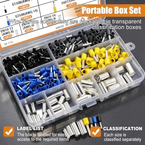 mankk 400PCS Wire Ferrules Terminals Kits Silver Plated Copper Wire Ends | Crimp Connectors for Electrical & Automotive Use thumbnail 4