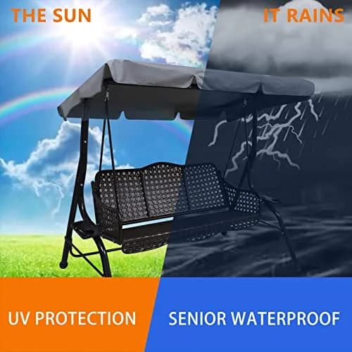 Hagsfire Grey Swing Canopy Replacement for 2 Seater Swings, 164cm (64.5") L x 114cm (44.8") W | Waterproof & UV-Resistant thumbnail 5