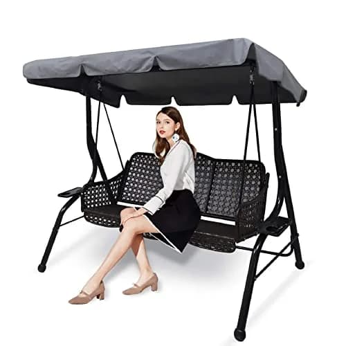 Hagsfire Grey Swing Canopy Replacement for 2 Seater Swings, 164cm (64.5") L x 114cm (44.8") W | Waterproof & UV-Resistant thumbnail 1