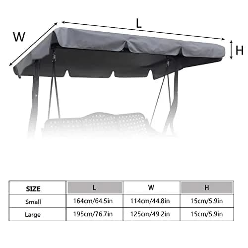 Hagsfire Grey Swing Canopy Replacement for 2 Seater Swings, 164cm (64.5") L x 114cm (44.8") W | Waterproof & UV-Resistant thumbnail 2