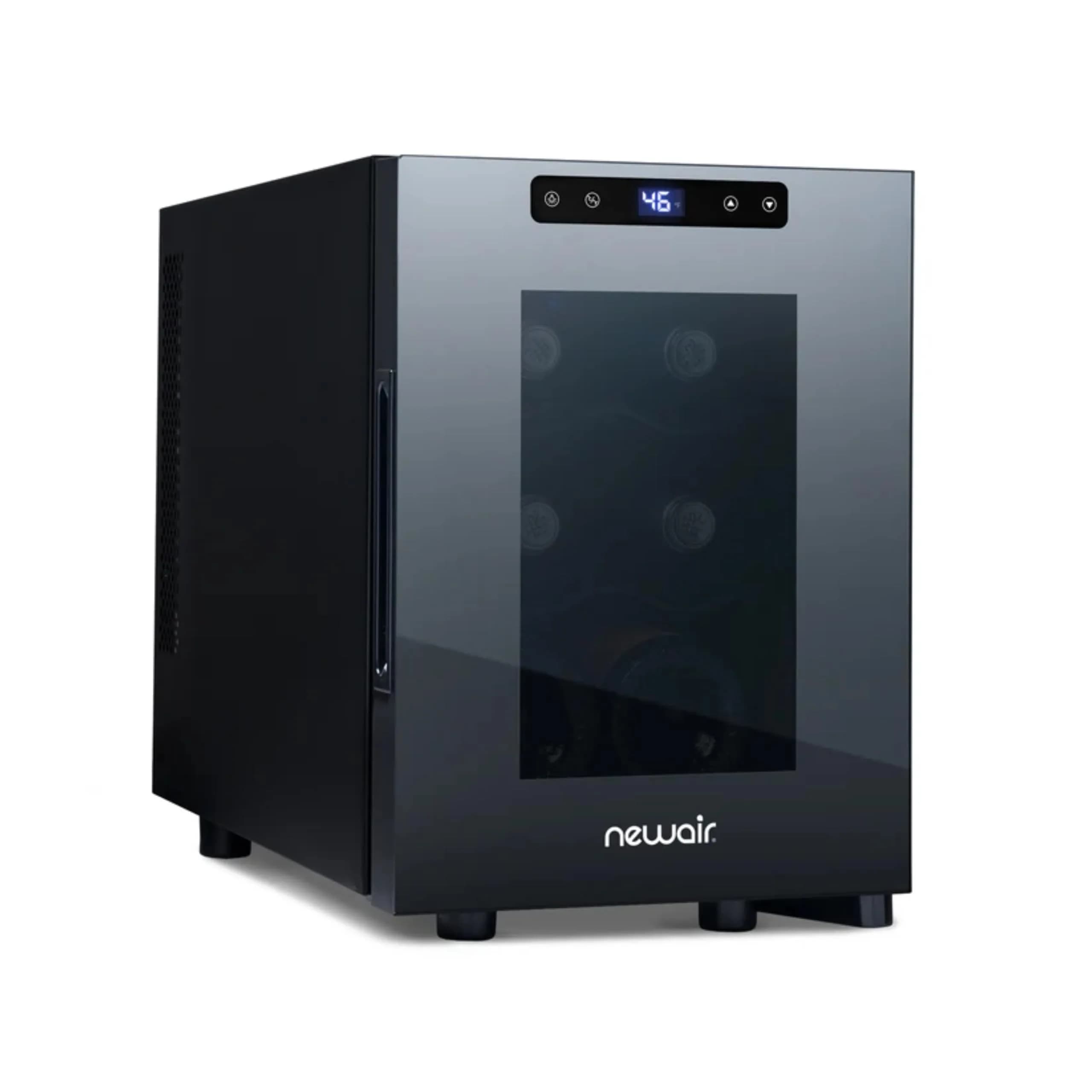 NewAir 10" Wine Fridge for 6 Bottles | Compact Countertop Wine Cooler Refrigerator with Glass Door | Black
