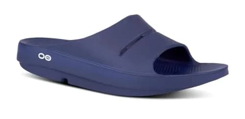 OOFOS Unisex OOahh Sport Recovery Slide Sandals Navy Blue 25cm (9.8in) | Post-Run Comfort thumbnail 1
