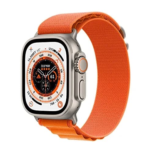 Apple Watch Ultra [GPS + Cellular 49mm] Titanium Case with Orange Alpine Loop, Large | Rugged Smartwatch with 36-Hour Battery thumbnail 1