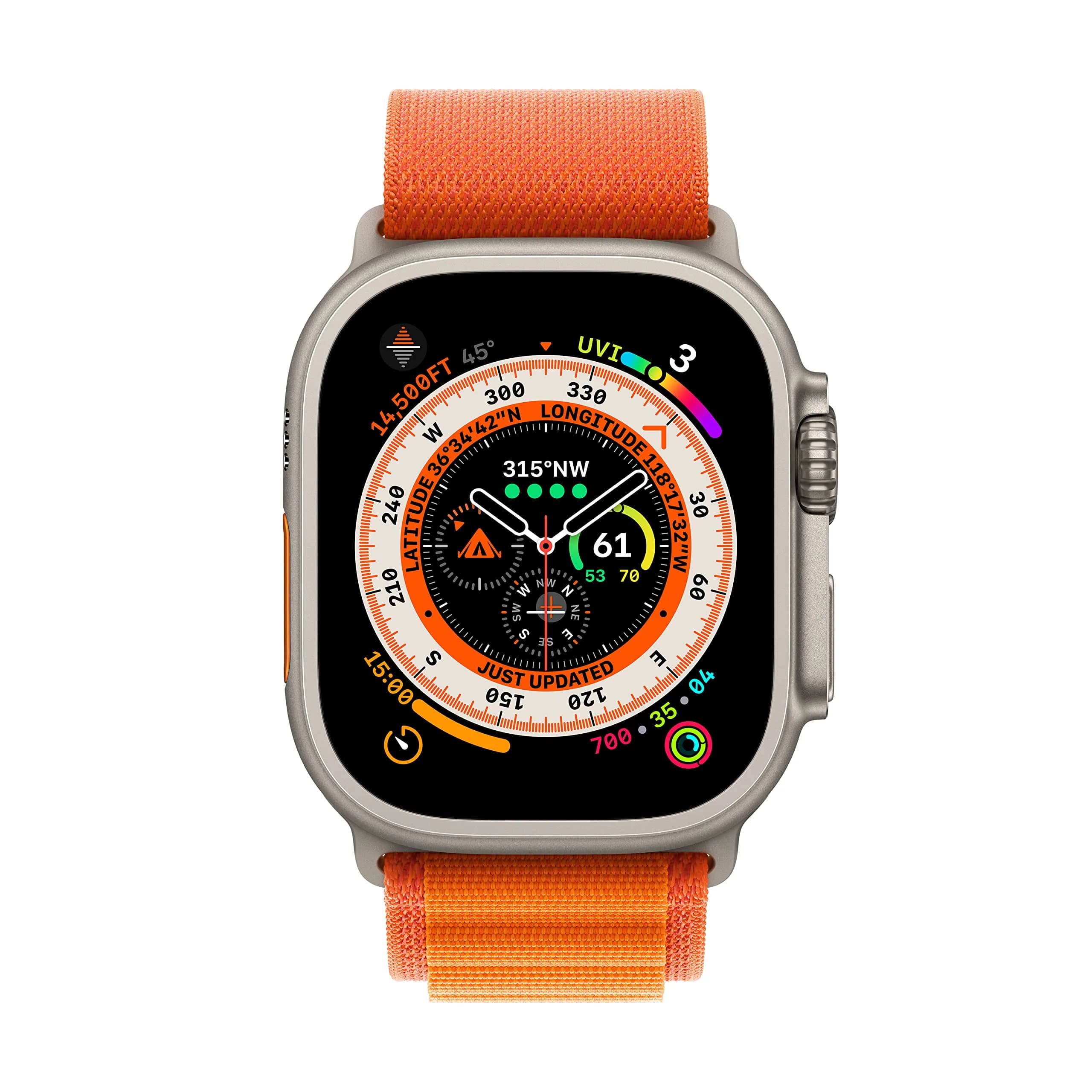Apple Watch Ultra (Renewed) - Large Orange Alpine Loop, GPS + Cellular 49mm Titanium Case - view 2