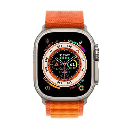 Apple Watch Ultra [GPS + Cellular 49mm] Titanium Case with Orange Alpine Loop, Large | Rugged Smartwatch with 36-Hour Battery thumbnail 2