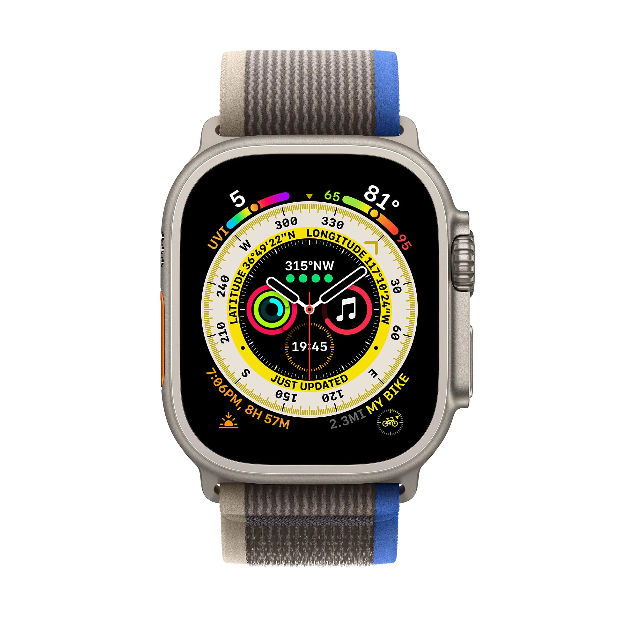 Apple Watch Ultra [GPS + Cellular 49mm] Titanium Case with Yellow/Beige Trail Loop, S/M | USA Import - view 2