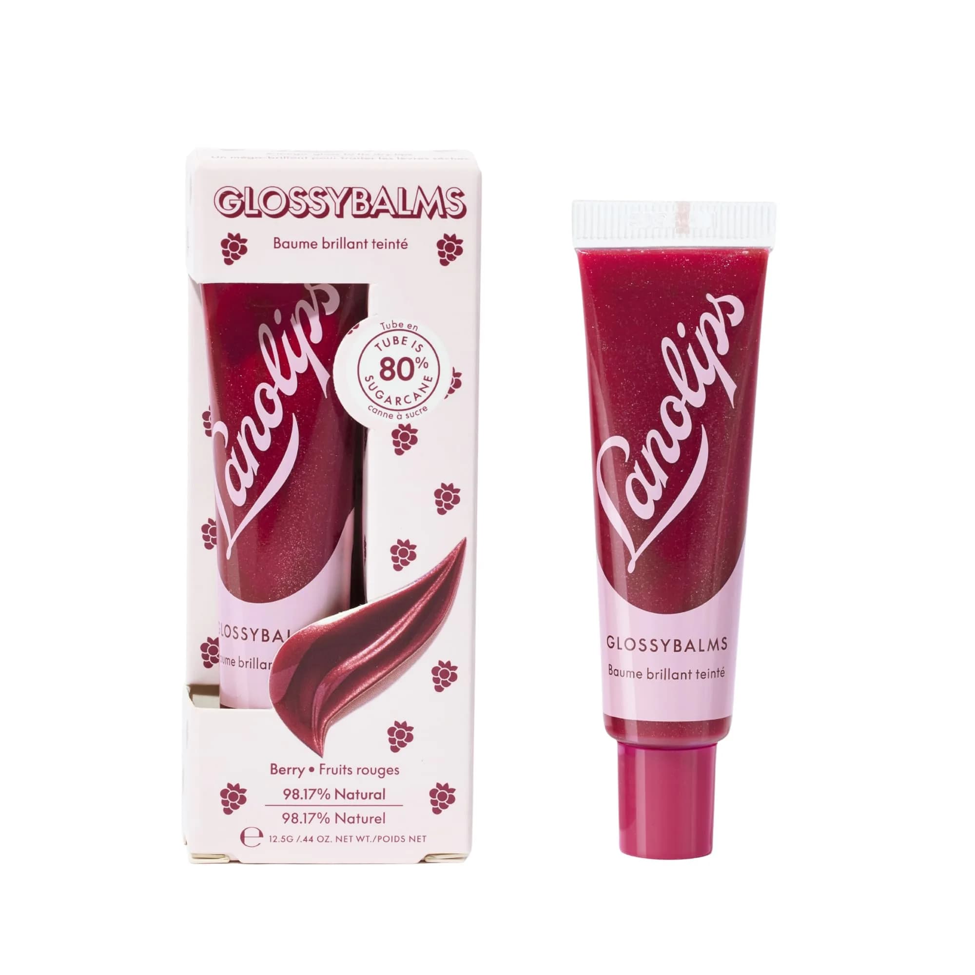 Lanolips Glossybalm Berry 12.5g | Ultra Hydrating Tinted Lip Gloss for Dry, Chapped Lips