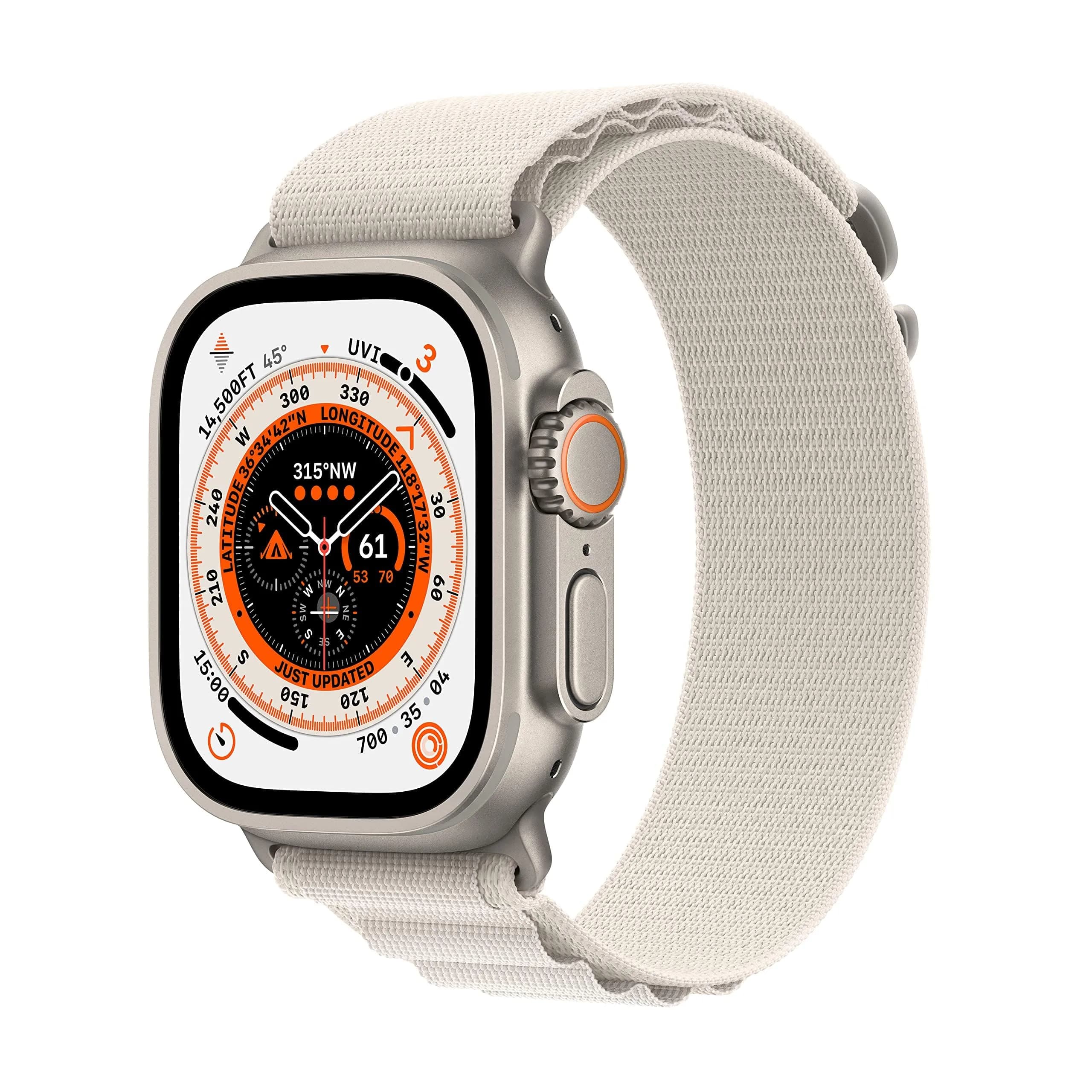 Apple Watch Ultra [GPS + Cellular 49mm] Titanium Case with Starlight Alpine Loop, Large (Renewed) | Rugged & Capable Smartwatch - main product image