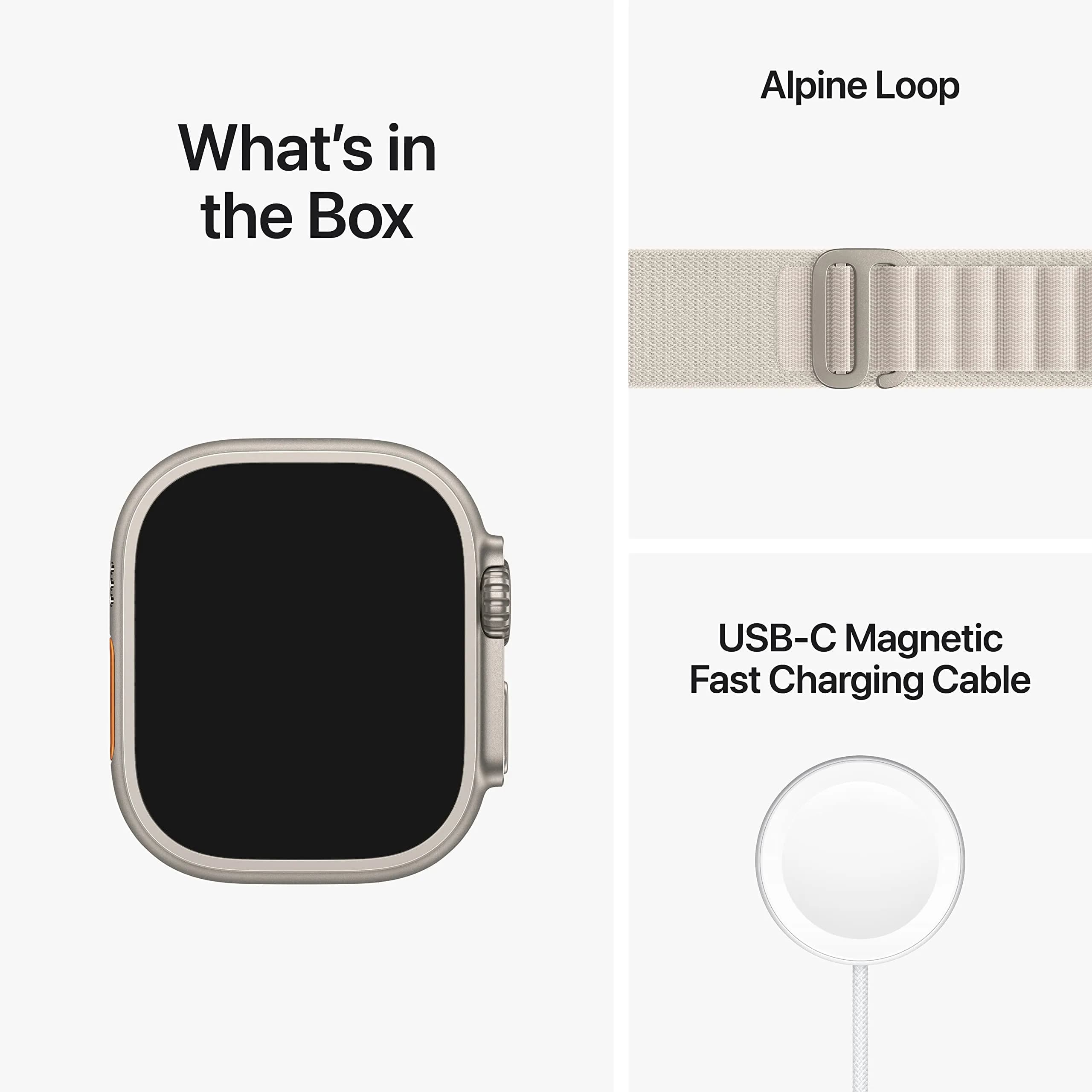 Apple Watch Ultra [GPS + Cellular 49mm] Titanium Case, Starlight Alpine Loop (Large, 165-210mm wrists) | USA Import - view 8