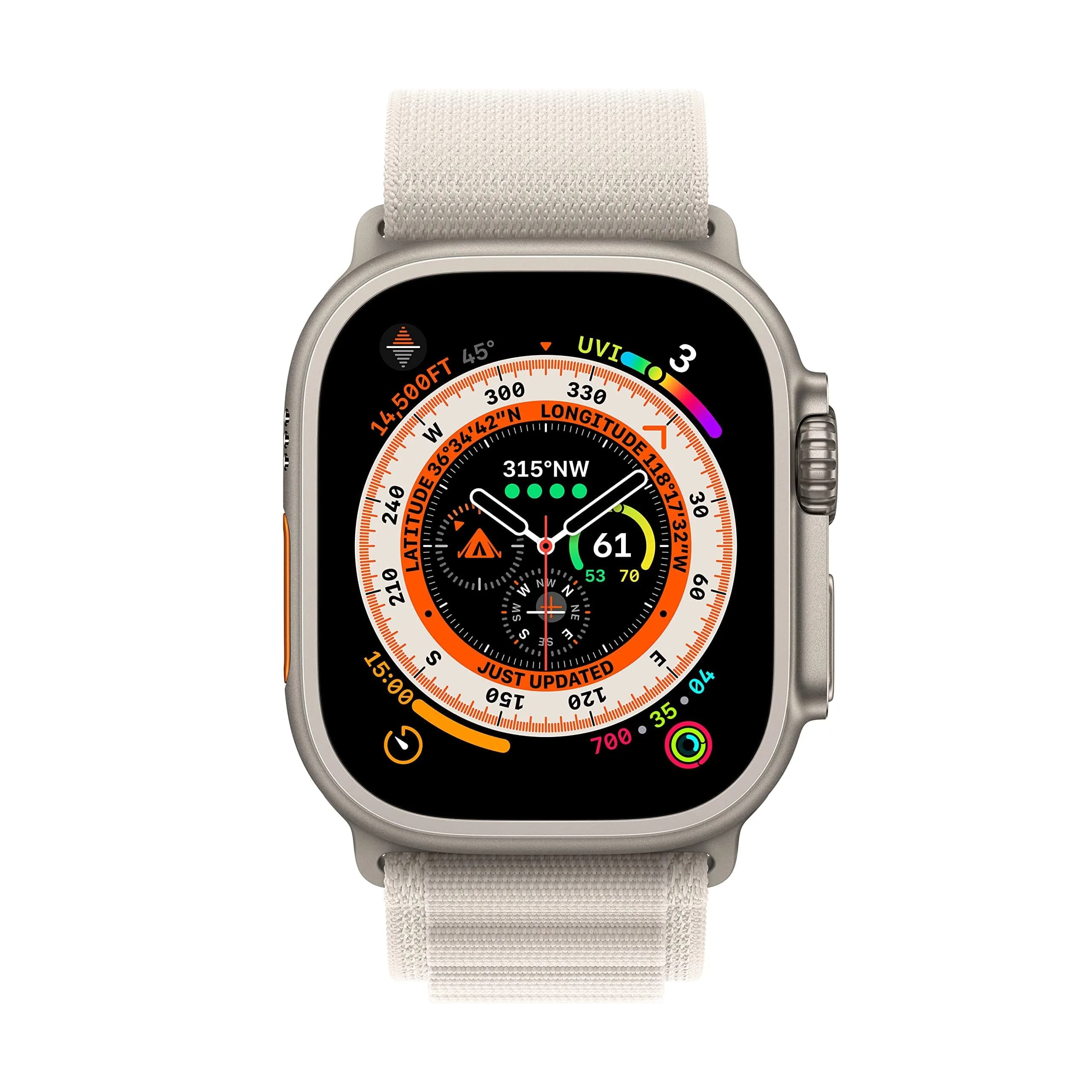 Apple Watch Ultra [GPS + Cellular 49mm] Titanium Case, Starlight Alpine Loop (Large, 165-210mm wrists) | USA Import - view 2