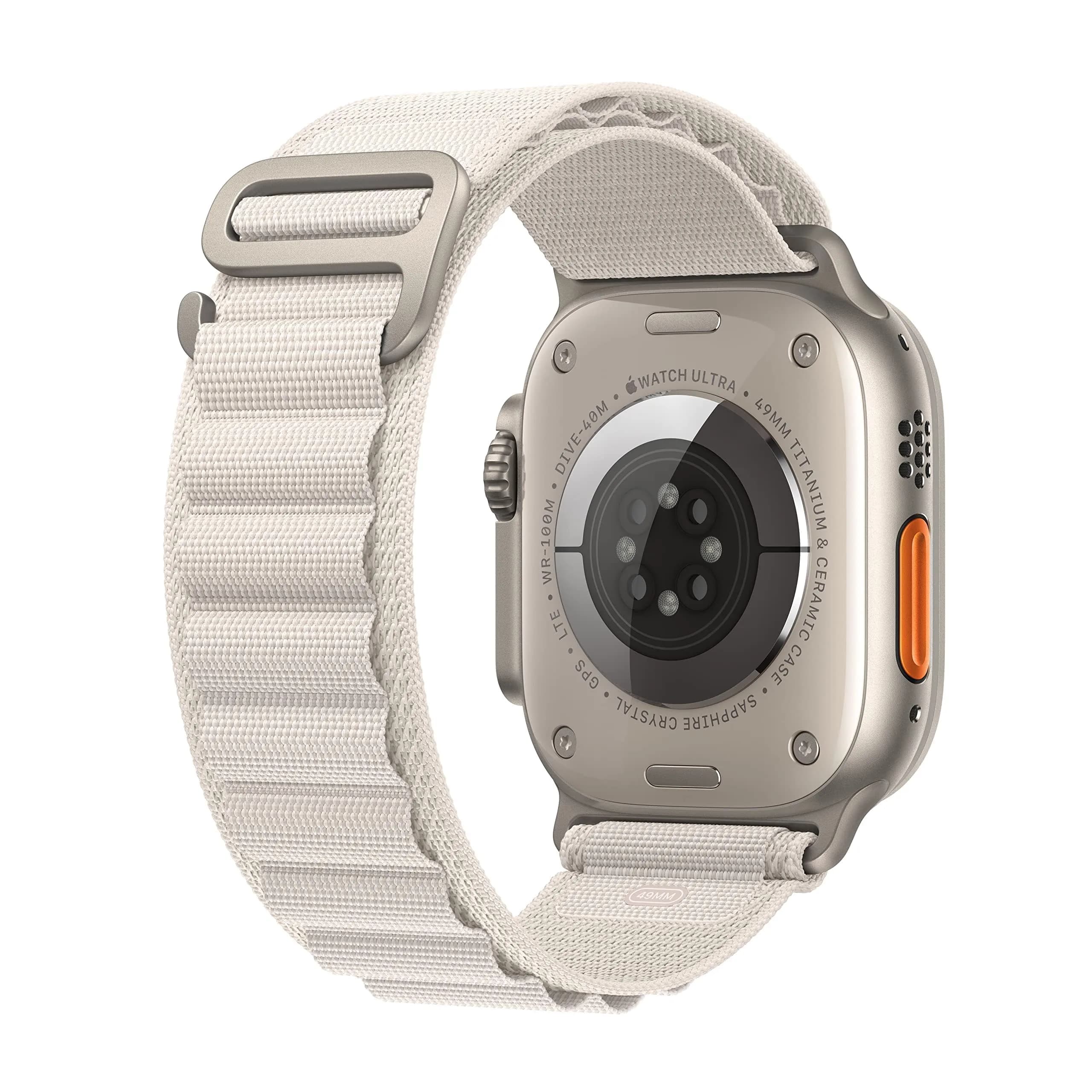 Apple Watch Ultra [GPS + Cellular 49mm] Titanium Case, Starlight Alpine Loop (Large, 165-210mm wrists) | USA Import - view 3